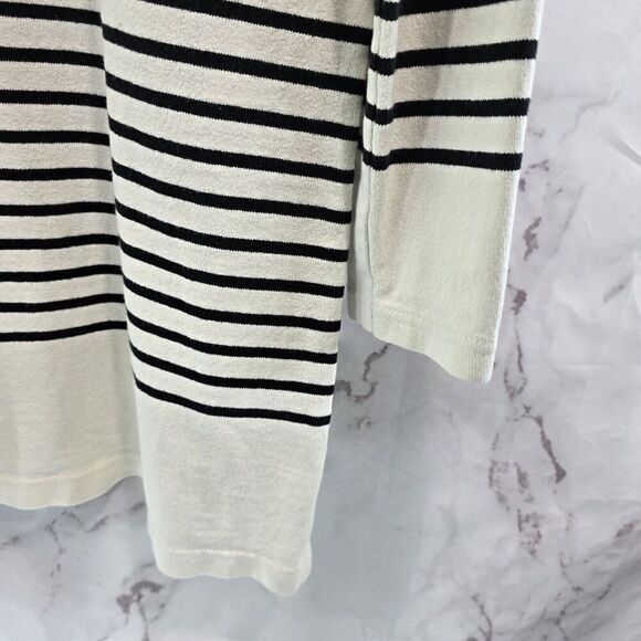 Anthropologie Dress Womens XS Black White Striped Shift Mini Long Sleeve Terry - Picture 4 of 10